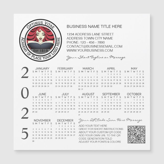 QR Code Business 2025 Calendar Logo (Front)