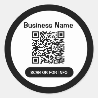 QR Code Business Black And White Elegant Unique Classic Round Sticker