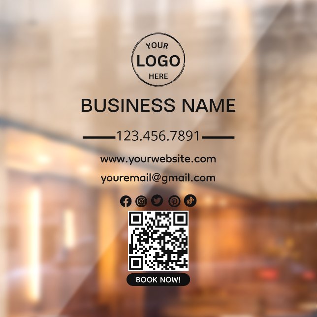 Qr Code Business Black Logo Social Media  Window Cling (Sheet 2)