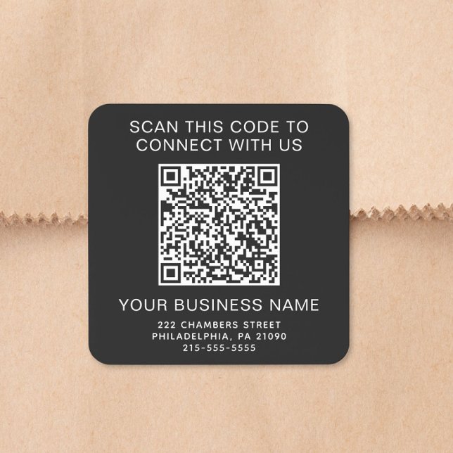 QR Code Business Black Square Sticker (QR Code Business Black Square Sticker)