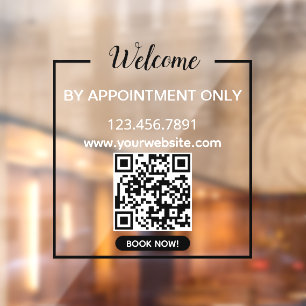 Qr Code Business Book Now Welcome  Window Cling