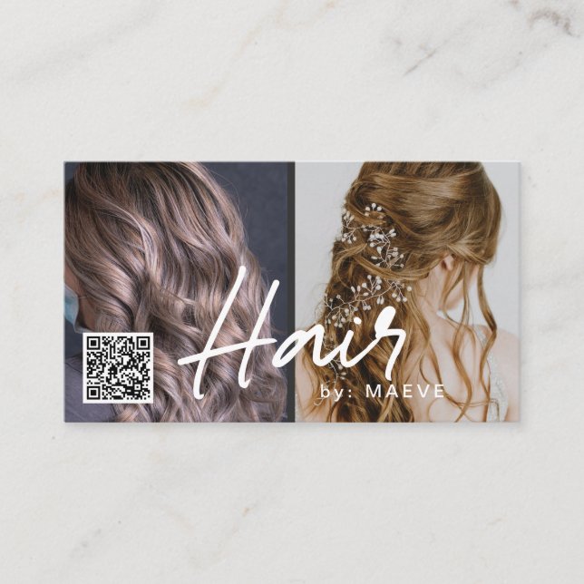 QR code business card for hair stylish with photos (Front)