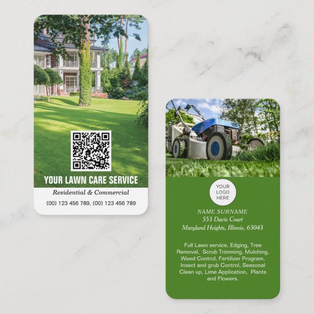 QR code business card for Lawn Care (Front/Back)