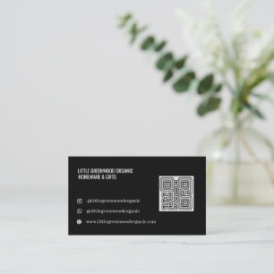 QR Code Business Card   Modern Minimalist Black