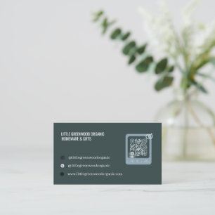 QR Code Business Card Modern Minimalist Green