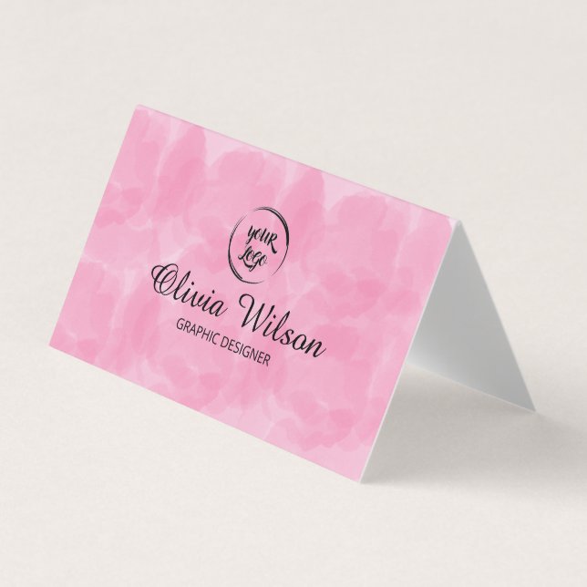 QR Code Business Card Pink Modern Simple  (Front)