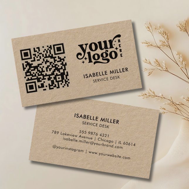 QR Code Business Card  Rustic Kraft Modern Stylish (QR Code Business Card Rustic Kraft Modern Stylish)