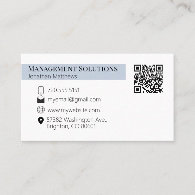 QR code Business Card Steele Blue (Front)