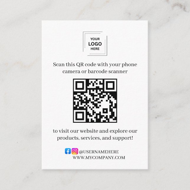 QR Code Business Customer Review Insert Card (Front)
