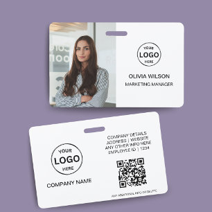 Qr Code Business ID Card Modern Photo Employee Bad ID Badge