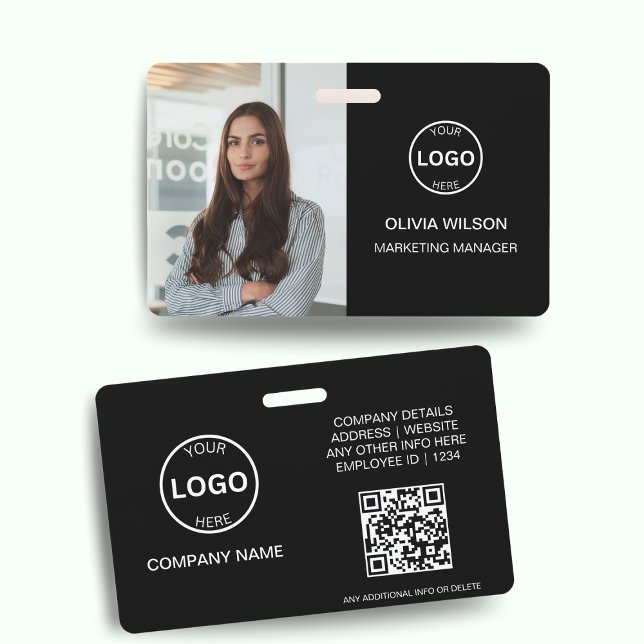 Qr Code Business ID Card Modern Photo Employee Bad ID Badge (Creator Uploaded)
