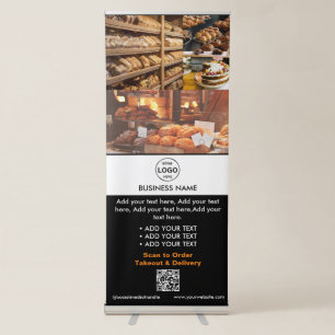 Qr code Business Logo Bakery Restaurant Cafe Photo Retractable Banner
