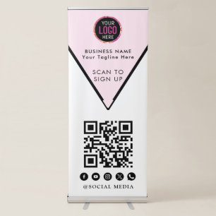 QR Code   Business Logo Black and White  Retractable Banner