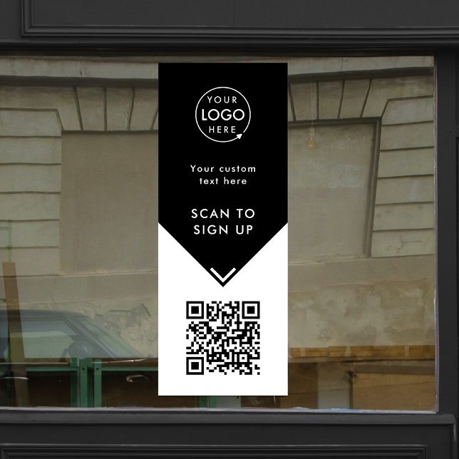 QR Code | Business Logo Black and White Window Cling (Creator Uploaded)