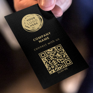 QR Code Business Logo Black Bold Card