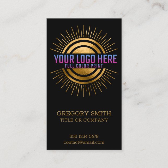 QR Code Business Logo Black Card (Front)