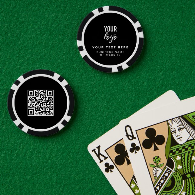 QR Code Business Logo Black Minimalist Business  Poker Chips (Poker Table (Double))