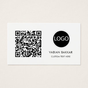QR Code Business Logo Black Modern business card 