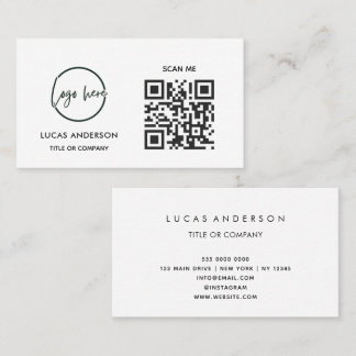 QR Code Business Logo | Black Modern Professional Business Card