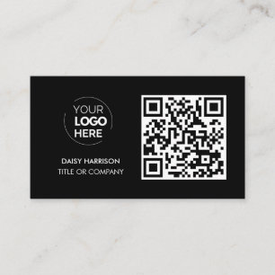QR Code Business Logo   Black Modern Professional Business Card
