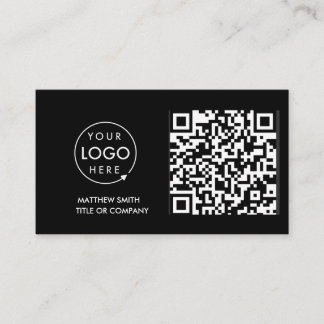 QR Code Business Logo | Black Modern Professional  Business Card
