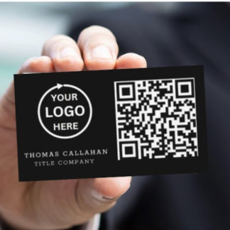 QR Code Business Logo Black Modern Professional  Business Card