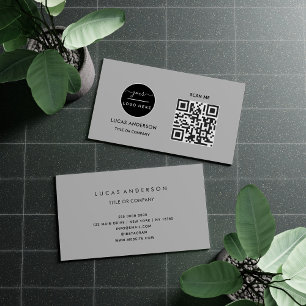 QR Code Business Logo Black Modern Professional Business Card