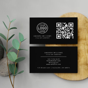QR Code Business Logo   Black Modern Professional  Business Card