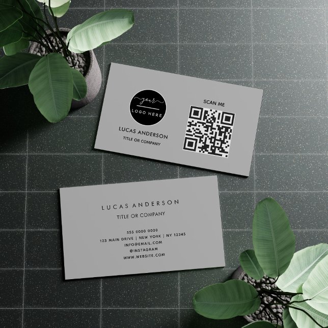 QR Code Business Logo | Black Modern Professional  Business Card (Creator Uploaded)
