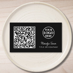 QR Code Business Logo Black Modern Professional Business Card
