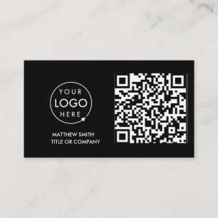 QR Code Business Logo   Black Modern Professional  Business Card
