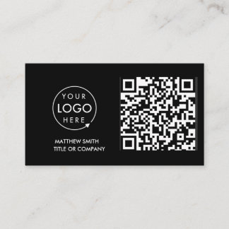 QR Code Business Logo | Black Modern Professional  Business Card