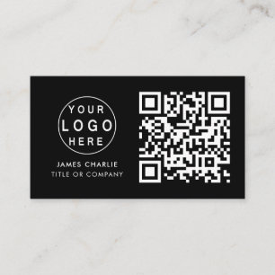 QR Code Business Logo Black Modern Professional Card