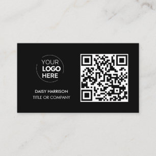 QR Code Business Logo Black Modern Professional Card