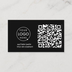 QR Code Business Logo Black Modern Professional Card
