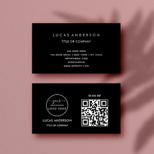QR Code Business Logo Black Modern Professional Card