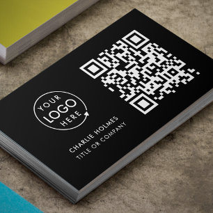 QR Code Business Logo   Black Modern Professional Card
