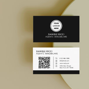 QR Code Business Logo Black Modern Professional Card