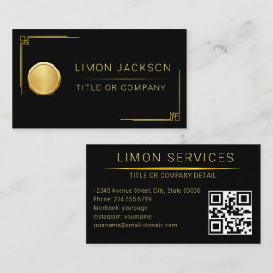 QR Code Business Logo Black Modern Professional Card