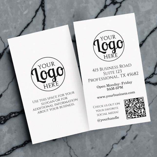 QR Code Business Logo Black White Professional Card (Creator Uploaded)