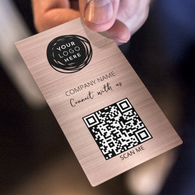 QR Code Business Logo Blush Pink Business Card (Creator Uploaded)