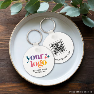 QR Code Business Logo Branded Key Ring