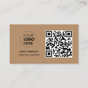 QR Code Business Logo   Brown Modern Professional Card