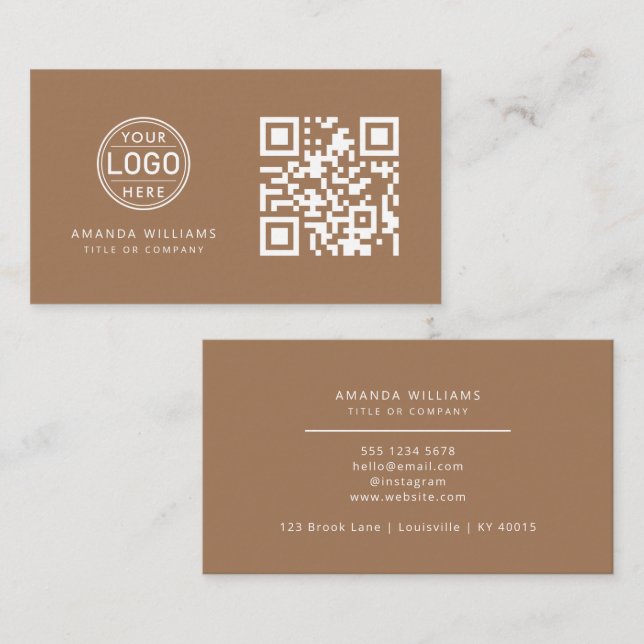 QR Code Business Logo |Coffee Modern Professional  Business Card (Front/Back)