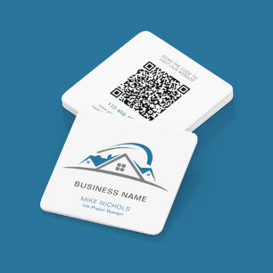 QR Code Business Logo Connect With Us Real Estate Square Business Card