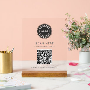 QR Code Business Logo Contactless Acrylic Sign