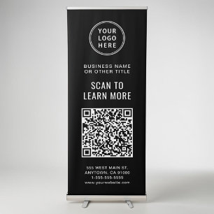 QR Code Business Logo Custom Black Retractable Banner