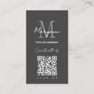 QR Code Business Logo Dark Grey Modern Business Card