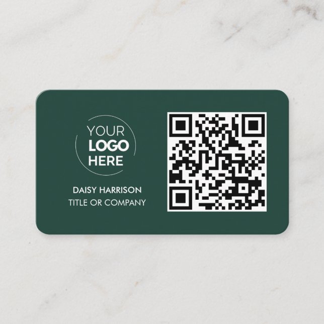 QR Code Business Logo | Green Modern Professional Business Card (Front)