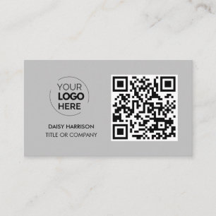 QR Code Business Logo Grey Modern Professional Business Card